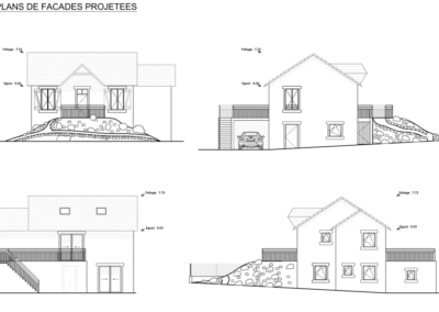 Plans de façade pour projet de rénovation et extension de villa à Saint-Brévin
